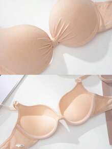 4 piezas Sostenes de lencería sexy con aros de sujeción, de cobertura total sin costuras, transpirables y lisos, en multicolor para mujer - Multicolor - Ver 9