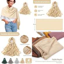 Bufanda para Mujeres, Bufandas de Modal Suave de Invierno Cortaviento y Cálido de Cuello e Otoño Ligereza Elegante, Algodón de bufanda Para Fiestas, Cenas, Compras, Citas, Ropa de Diario(Beige) - Tipo 2 - Ver 1