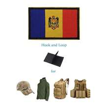 2 PCS  Moldova Flag Patches Embroidered Tactical Military Morale Patch Applique Fastener Hook And Loop{Inchcolor_nameinch:InchMoldovainch} - Moldavia - View 5