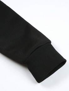 Sudadera de manga larga para hombre con cordón, patrón impreso, ropa casual elegante para el día a día - Negro - Ver 4