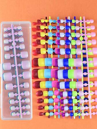 240Pcs 10 Sets Multicolored Short Press On Toenails For Women Glossy Square Solid Color False Nail Full Cover Fake Colorful Artificial Tips For DIY Nail Art(Classic Colors)