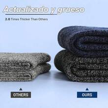 Calcetines Termicos Hombres, 5 Pares Gruesos Calcetines Invierno con Rizo Suave, Transpirables y Antisudor Calcetines Lana para Senderismo Running Esquiar Deportes - Tubo Medio - Ver 4