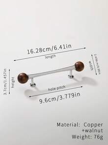 1pc Walnut Wood & Brass Vintage Bronze Cabinet Door/Drawer Pull Handle - Multicolor - View 23