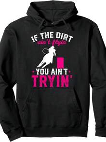 Barrel Racing Rodeo Pullover Hoodie,Christmas Thanksgiving New Year Birthday Hoodie Gifts For Mom Dad Men Women Friends, Black Soft Fabric - 款式4 - 查看 1