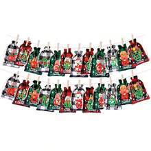 Christmas Advent Calendar Bags 24 Days DIY Empty Countdown Calendar Bags With Wood Clips Rope - Black - View 2