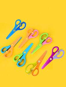 2pcs/4pcs Plastic Safety Scissors, Non-Pinch Scissors, Suitable For Student Handicraft Training, Dual-Color Preschool Children's Paper Cutting Craft Materials (Random Color), Suitable For Boys And Girls
