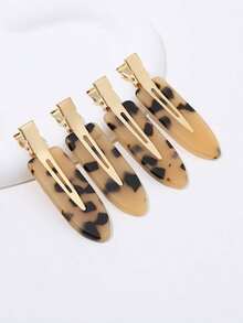 4pcs Acetic Acid No-Trace Hair Clip Casual,Leopard Print Claw Clips Hair Claws Hair Barrettes, School Stuff, Hair Accessories - 彩色 - 查看 1