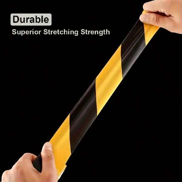 1pc YITAPE PVC Caution Tape - Black & Yellow Striped Safety Tape - Waterproof, Corrosion Resistant, No Residue, Durable For Indoor And Outdoor Use