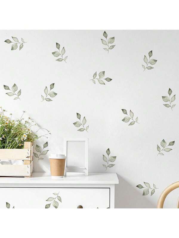 ملصق جداري ورق حائط ذاتي اللصق بتصميم ورقة خضراء طازجة، بأسلوب معاصر لديكور غرفة النوم وغرفة المعيشة، بمقاس 23.62 بوصة * 11.81 بوصة - مثالي للأسطح البلاستيكية، ديكور غرفة النوم ورق حائط ملصقات جدارية