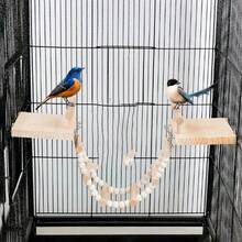Wooden Pet Activity Set - Hanging Parrot Decor, Climbing Ladder, Durable Wooden Platforms And Swing - Multicolor - View 3