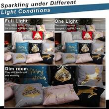 Tatuo 6 Fundas de Almohada Navideñas para Decoraciones Navideñas, Fundas de Almohada para Sofá, Navidad, Oficina, Dormitorio (Tan, 18 x 18 pulgadas) - Gris, Dorado - Ver 5