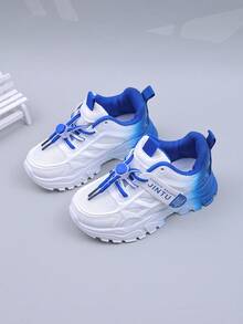 Kids' Summer Sports Sneakers, Girls' Breathable Mesh Casual Chunky Sneakers, Comfortable Running Shoes For School, Middle & Big Children - Blue and White - View 8