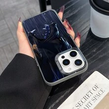 Colorful Silver Apple Phone Case Captivating Wolfs Gaze Artistic Cell Phone Shell Design Compatible With  11 To  17 Models The Cases Lens Protection Function Ensures The Camera Remains Undamaged During Shooting, Guaranteeing Image Quality - Black - View 3