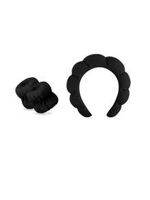 3pcs/Set Cloud Headband, Face Wash Headband, Non-Slip High Crown Headband For Women, Towel Fabric, Makeup,Skincare Headband,Beauty,Skin Care Products,Spa,Self Care,Skin Care Tools,Face Care,Esthetician Supplies,Skin,Face Wash,Facial - Black - View 7