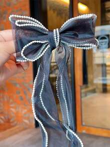 1/4 件珍珠发饰 细节蝴蝶结装饰 发夹 优雅配饰