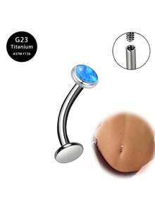 G23 纯钛肚脐环 浮动肚脐环 14G 内螺纹肚脐穿孔首饰 防过敏 - A - 查看 22
