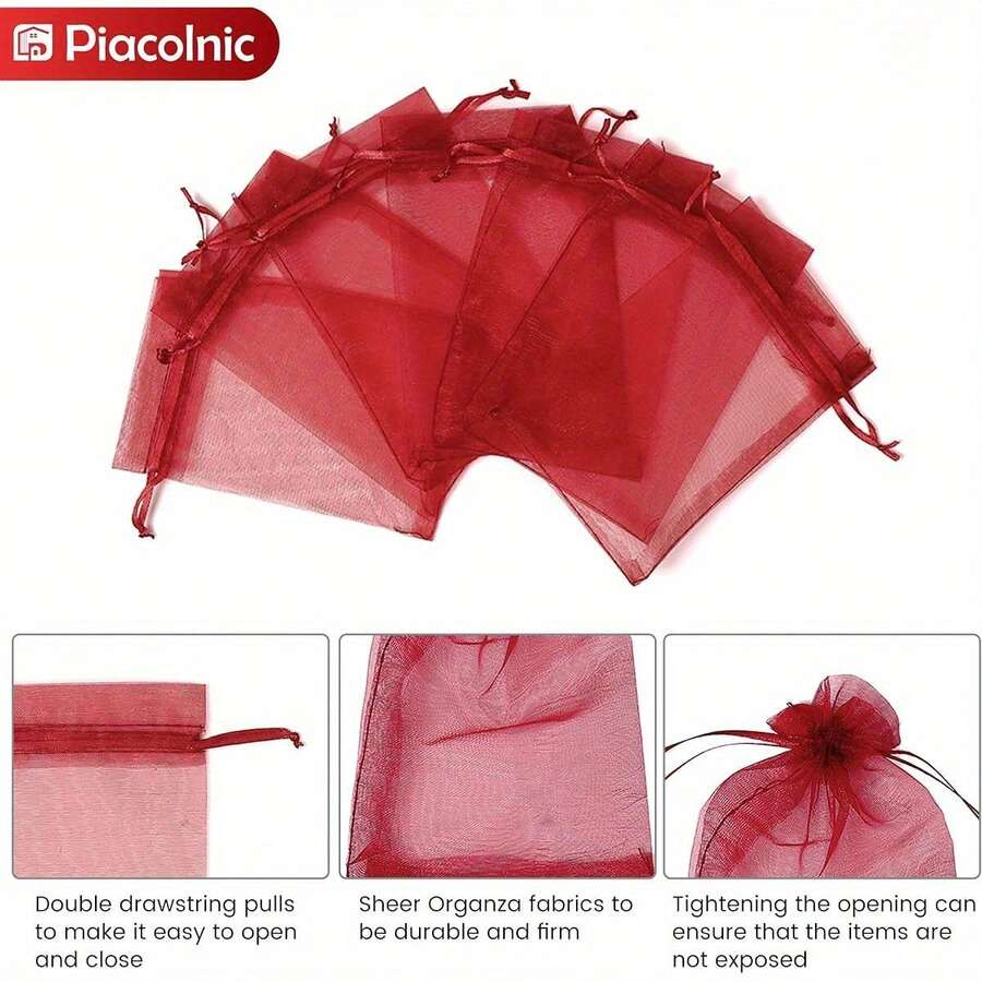 10 Organza Bags, Gift Bags, Drawstring Bags, Jewelry Candy Bags, Suitable For Weddings, Valentine's Day, Mother's Day, Parties, Christmas Bags, Gift Bags With Sizes, Gift Baskets, Medium Gift Bags, Custom Gift Bags, Gift Bags, Wedding Accessories, Holiday Gifts, Elegant Small Bags, Decorative Bags, Smooth Surface, Organza Fabric, Small Gift Baskets, Gift Shopping Bags, Craft Enthusiasts - 風格 - 查看 1