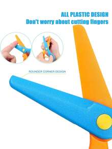 2pcs/4pcs Plastic Safety Scissors, Non-Pinch Scissors, Suitable For Student Handicraft Training, Dual-Color Preschool Children's Paper Cutting Craft Materials (Random Color), Suitable For Boys And Girls