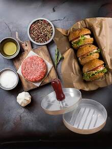 Hamburger Patty Maker Hamburger Maker With Removable Plate, Burger Press For Beef, Cheese, Veggie Burgers, BBQ Kitchen Tool And Accessory, Suitable For Holiday Parties, Gatherings, Family Meals, And Homemade Burger Patties - Bạc - Xem 7