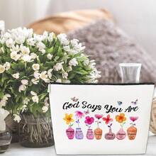 JioJio Chan God Says You Are Makeup Bags Inspirational Bible Verse Pouch Christian Encouragement Gifts Flower Butterfly Wash Pouch For Her Birthday Gifts For Women PU Leather Cosmetic Bags - Màu tím - Xem 5