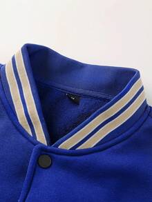 Men's Autumn/Winter New Letter Embroidered Baseball Long Sleeve Jacket - Blue - View 3
