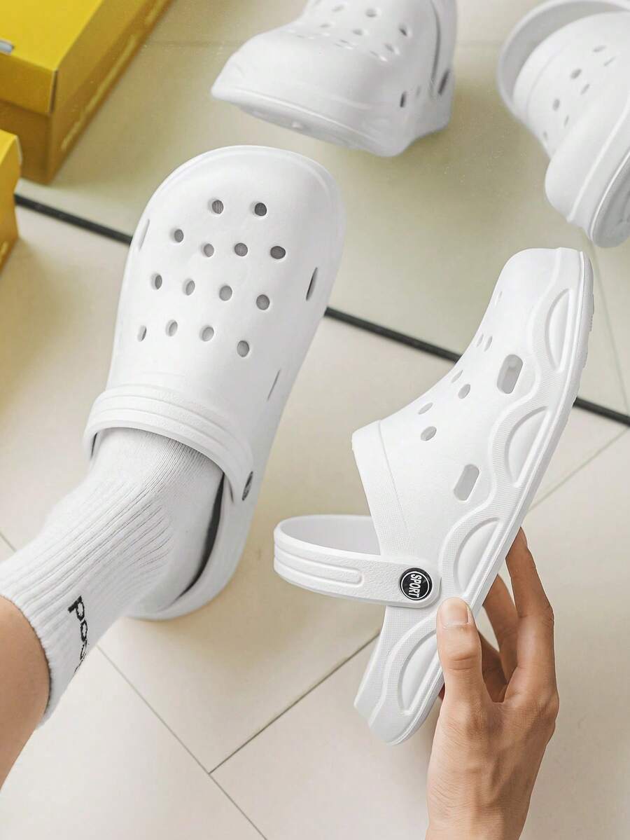 Men/Women Casual Breathable Hollow Slip-On Shoes, Lightweight Flat Sandals For Driving, Outdoor & Indoor Use, Couple Styles, Beach & Vacation (Note: Runs Small, Suggest Ordering One Size Up) - White - View 1