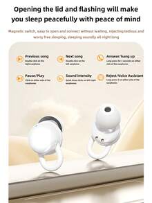NEW SENYANG Nuovi auricolari senza fili true senza fili in-ear di Shenyang, auricolari per il sonno, auricolari per videochiamata di coppia, mini auricolari, auricolari Bluetooth TWS confortevoli HIFI con bassi Dolby stereo HD per chiamate, regalo di San Valentino per Android/iOS - H08 - Visualizzare 7