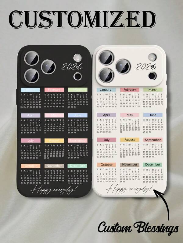 1pc Customize 2026 Calendar Phone Case Customized 17/ 17 Air Creative Mobile Phone Case Compatible With Apple 6s IPhone17 17pro 17promax 16pro SE2/ 3 11pro/ 12mini/ 13/ 14pro Max/ 15plus/ 16, Frosted Soft TPU Silicone Case, Family Pet Private Youngsters's Photo DIY Customization Birthday Gift Atmosphere Christmas Funny Protective Case