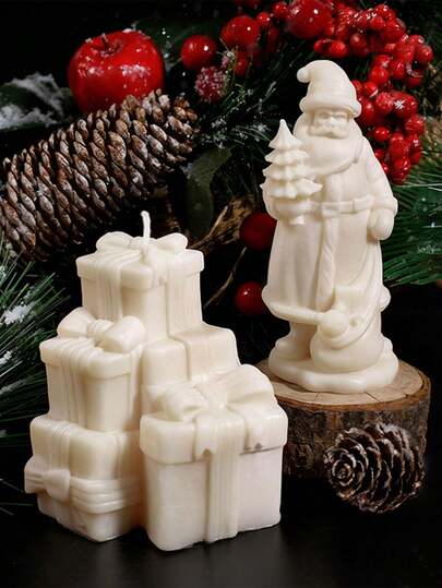 1pc Santa Claus Handheld Christmas Tree Handmade Aromatherapy Silicone Candle Mold DIY Bow Gift Box Handmade Candle Gypsum Decoration Craft Christmas Gift DIY Clay Mold Concrete Casting Mold Home Decoration Products Unique Christmas Decoration And Gift Making Tools