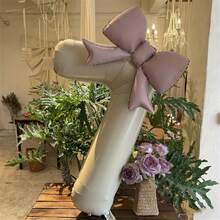 12个/套 40英寸焦糖色铝膜数码气球，饰有大型粉色蝴蝶结，适合装饰生日派对、家庭聚会和户外节日庆典。 - 焦糖色 - 查看 19