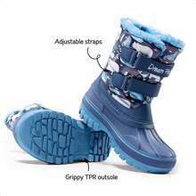 Kids Snow Boots For Boys And Girls, Water-Resistant Winter Ankle Boots With Anti-Slip Sole, Warm Cozy Thermal Footwear For Toddler Little Big Kid Outdoor Sport - 藏蓝色 - 查看 7