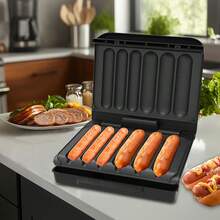 Máquina eléctrica para hacer perritos calientes Modelo doméstico 850 W Potencia de alta eficiencia Recubrimiento antiadherente para facilitar la limpieza Diseño con recogida de aceite Equipamiento para barbacoas domésticas - Tipo de Enchufe A USA (110-127V) - Ver 10