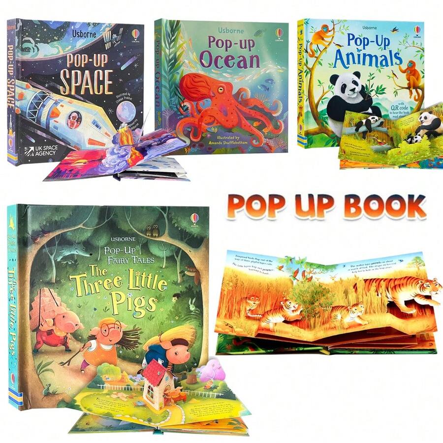 Lachilly Usborne立体书英文故事书，3D图画儿童早期教育动物认知书，学前互动活动图画书，儿童睡前故事书