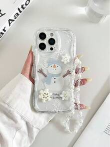 DIY奶油纹理波浪边亮油雪花雪人彩绘3D装饰防震手机壳，配手工串珠手链，兼容 17 Pro/17 Air/17/17 Pro Max/16/11/16 Pro/16 Plus/16 Pro Max/16 e/15 Pro Max/13/14/12/XS/XR/7G/8P，Galaxy A17/S25/S25 Plus/S25 Ultra/A16/A36/A26/A56/A50/A12/A32/A52/A72/A51 - 彩色 - 查看 8