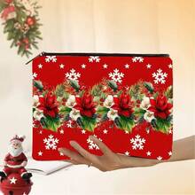 6 piezas, Bolsa de maquillaje con estampado a cuadros rojos de Navidad de doble cara y bolsa de cosméticos con cremallera y bolsa de aseo - Estilo bohemio académico, bolsa de medicina reutilizable con flores de copo de nieve, bolsa de almacenamiento para bolígrafos, bolsa de almacenamiento para viajes y maquillaje - Para la escuela, la decoración del hogar de verano, la bolsa de aperitivos de 9 "x 6" Bolsa de maquillaje, neceser de maquillaje, bolsa de cosméticos, bolsa de aseo, artículos esenciales para viajes, artículos esenciales para cruceros, artículos esenciales para vacaciones para hombres y mujeres