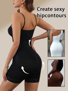 2 件女士无缝塑身衣，全身塑身腰部训练器 - 黑色 - 查看 2