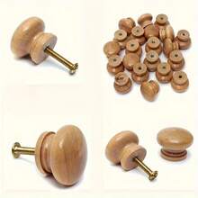 10 个装圆形蘑菇形橱柜把手 - 实木抽屉旋钮，带螺丝，易于安装，适用于家用家具，现代简约设计，橱柜五金简约橱柜把手 | 木质结构，橱柜把手，抽屉把手和旋钮，家具把手。 - 彩色 - 查看 8