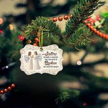 Charmante Schwestern, die sich an den Händen halten, Acryl-Ornament - perfektes Weihnachts-, Halloween- und Osterdekorations-Geschenk für Familie und Freunde