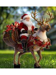 Estaca de jardín de Papá Noel de acrílico 2D con barba blanca - Mejor decoración navideña para el patio, sin batería, decoración navideña para el jardín - Multicolor - Ver 8