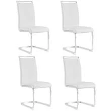 Freischwinger, Chromed Metal Frame, Supports Up To 120 Kg, Softly Padded With Synthetic Leather Cover, White. (Set, 4 Pieces)