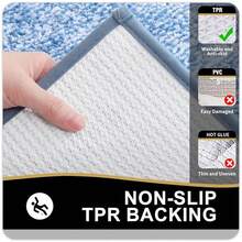 OLANLY Toilet Rugs U-Shaped 24x20, Extra Soft And Absorbent Microfiber Bathroom Rugs, Non-Slip, Machine Wash Dry, Pl 11ush Shaggy Contour Bath Mats For Toilet Base (Blue And White){Inchcolor_nameinch:InchBlueandWhiteinch,Inchsize_nameinch:Inch24\Inchx20\InchContourRuginch} - 藍白 - 查看 6