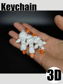 1个白色3D打印大天鹅钥匙扣，节日活动生日礼物 - 白色 - 查看 9