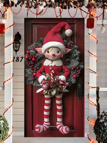 1 زينة عيد الميلاد معلقة من البوليستر الحديثة، مقاس 35.4 * 70.8 بوصة، ديكور للأعياد للاستخدام الداخلي والخارجي، لا تحتاج إلى طاقة، ديكور عيد الميلاد