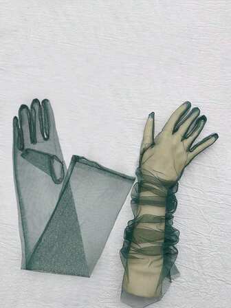 1pair Women's Colored Sheer Transparent Long Gloves For Bridal Dress, Party & Photography Accessories Halloween Halloween Accessories Winter Gloveswedding