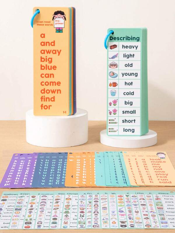 CVC Blending Short To Long Vowel Sound Educational Word And Visual Learning Cards, Durable Paper Material, Suitable For Preschool, Kindergarten, 1st And 2nd Grade Home Education, Colorful Learning, Cardboard Structure Gift