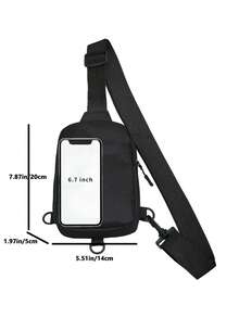 Minimalistischer einfarbiger Oxford-Stoff Herren Mini Umhängetasche, auffallender klassischer verstellbarer Riemen, glatter Reißverschluss, abnehmbarer Haken, geeignet für Outdoor-Sport, Lässig, Einkaufen, Reisen, Pendeln, Partys, unisex Handytasche