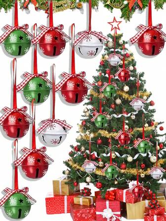 12/6 buc Pandantive decorative cu clopoței de Crăciun, articole decorative cu clopoței și model fulg de zăpadă, disponibile în alb, roșu și verde, potrivite pentru decorarea Crăciunului, decorarea bradului de Crăciun, cadouri de Crăciun, decorarea camerei de zi și dormitor, oferirea de cadouri și decorațiuni suspendate pentru festivaluri Decorațiuni pentru casă Decorațiuni de Crăciun Decorațiuni de Crăciun de iarnă Acasă Cadouri de Crăciun Decor de Crăciun