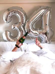 1pc 40 Inch Silver Giant Number Helium Foil Balloon, Large Numeral Balloon, Suitable For Birthday Party, Birthday Celebration Decor, Ceremony, Anniversary, Party Decoration, Silver Theme Birthday, Shower, Photo Shoot, Family Gathering, Bachelorette Decor, Influencer Outdoor Shooting Decor - Silver - View 6