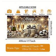 1 Piece Of Happy New Year Fireworks Gift Shiny Polyester Fabric Background Cloth, Bright Polyester Fabric, Suitable For Living Room, Bedroom, Office Or Party Decoration, Party Background Cloth, New Year's Eve Theme Decoration, Multiple Sizes Can Be Selected - Multicolor - View 11