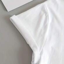 Casual Women's Short Sleeve Round Neck Polyester T-Shirt Plain Regular Fit Top With Medium Stretch - 彩色 - 查看 3